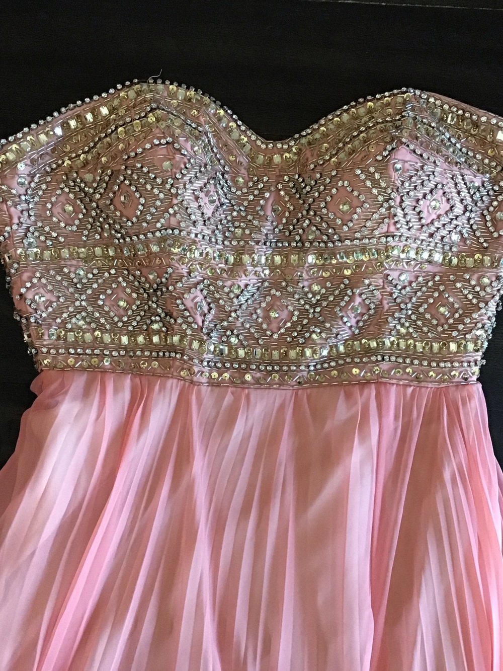 Prom/Pageant gown in a soft coral color.